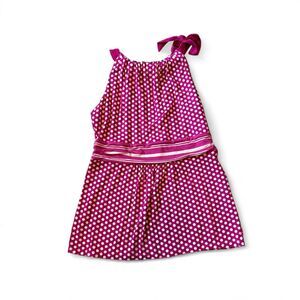 Ann Taylor pink polka dot dress with bow detail Size S